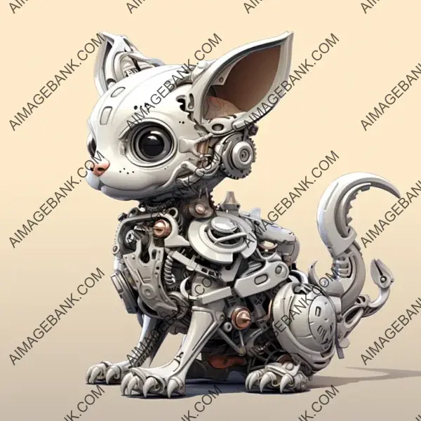 Playful Little Mechanical Chimera Cartoon &#8211; Artwork