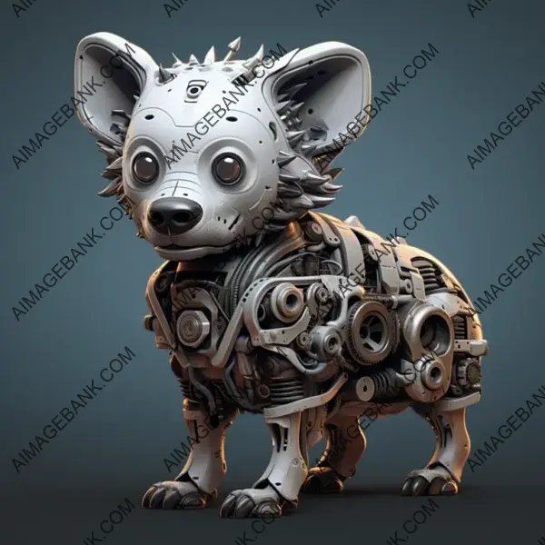 Adorable Mechanical Hyena Cartoon &#8211; Cartoon Illustration