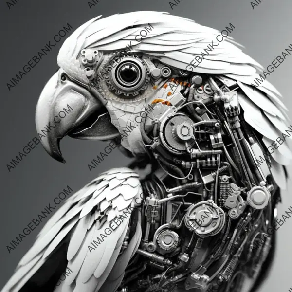 Cartoon Style Mechanical Macaw Image &#8211; Cute Character