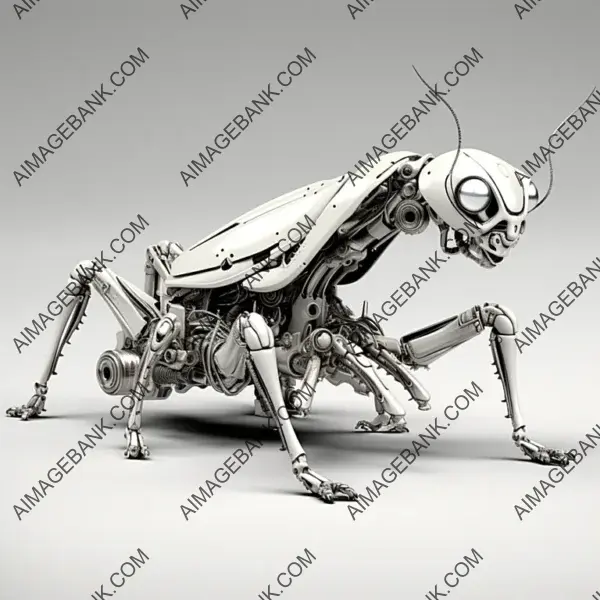 Cartoon Style Mechanical Mantis Image &#8211; Cute Character