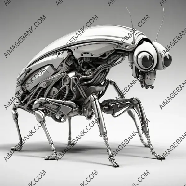 Playful Little Mechanical Mantis Cartoon &#8211; Artwork