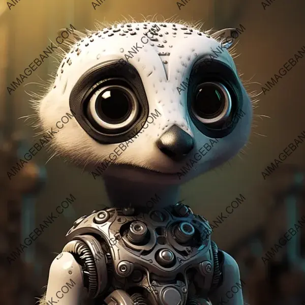 Adorable Mechanical Meerkat Cartoon &#8211; Playful Art