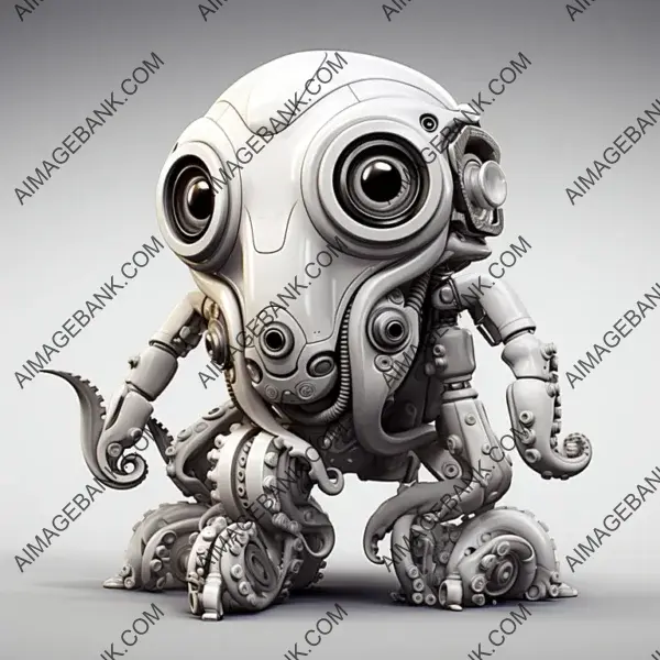 Cute Little Mechanical Octopus Image &#8211; Cartoon Illustration