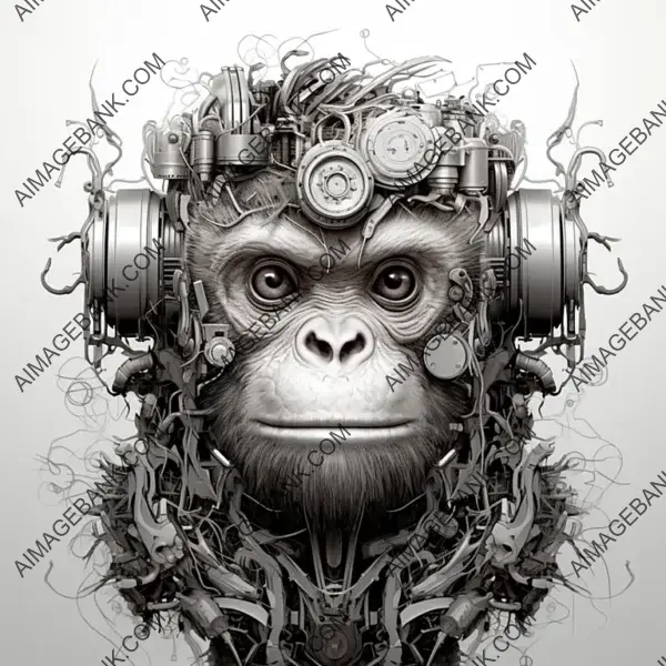 Cartoon Style Mechanical Orangutan Image &#8211; Cute Character