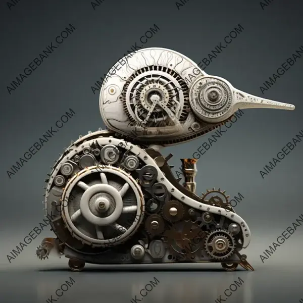 Playful Little Mechanical Snail Cartoon &#8211; Art Design