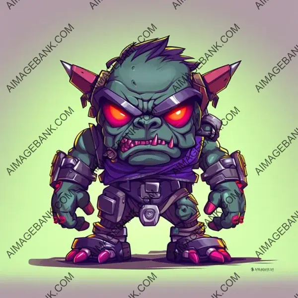 Playful Techno Futuristic Orc Enemy Cartoon &#8211; Comic Design