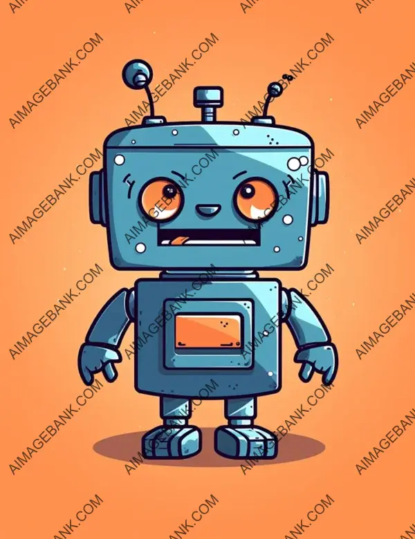Adorable Digital Robot Cartoon &#8211; Cute Flat Design