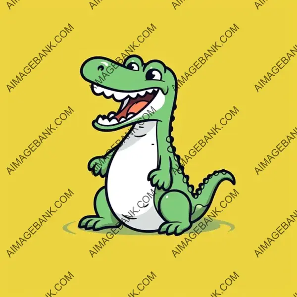 Funny Crocodile in Full Body &#8211; Simple Line Icon