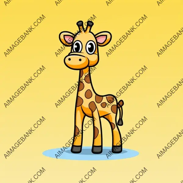 Minimalistic Line Icon of a Funny Giraffe in Full Body