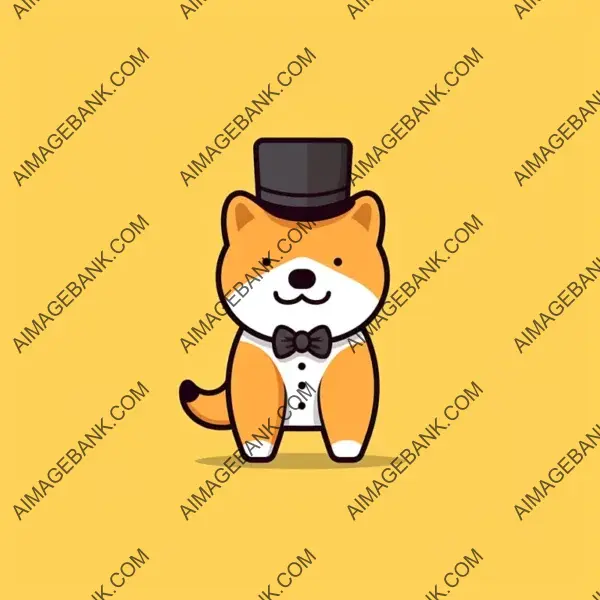 Cute Shiba Inu with Hat &#8211; Full-Body Simple Cartoon