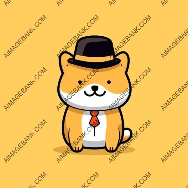 Playful Shiba Inu Wearing a Hat &#8211; Full-Body Cartoon