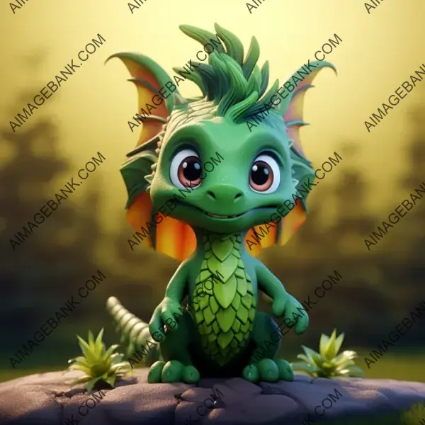 Small Green Cute Character &#8211; Cartoon Illustration