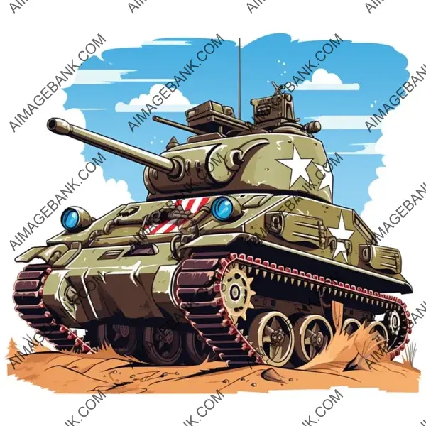 World War M4 Sherman Tank &#8211; Cartoon Clipart