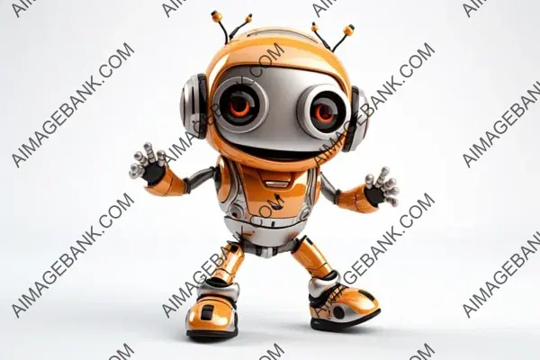 Fun Pose of a Playful Robot Character &#8211; Cartoon Art