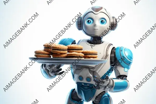 Robot Chef Holding a Tray of Cookies &#8211; Whimsical Culinary Art