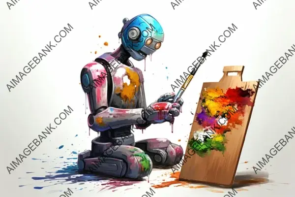 Robot Holding Palette and Brush &#8211; Artistic Creation