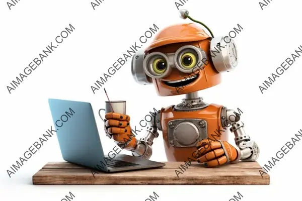 Smiling Robot with Laptop and Tools &#8211; Technology Assistance