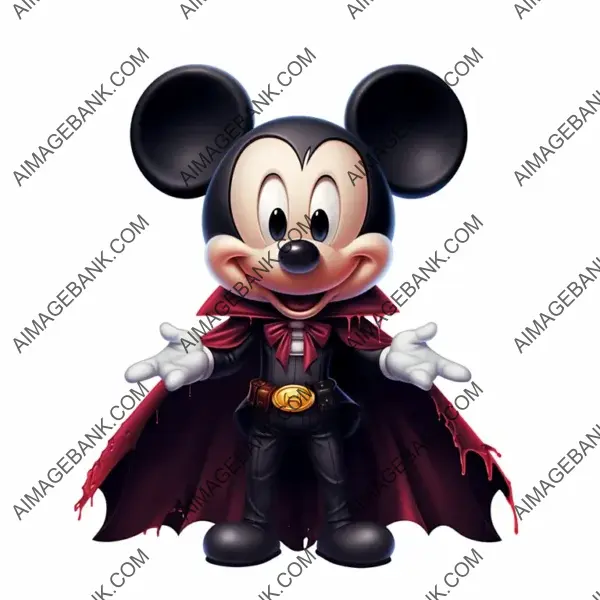 Mini Mickey Mouse as Count Dracula with Cute Fangs &#8211; Disney Illustration