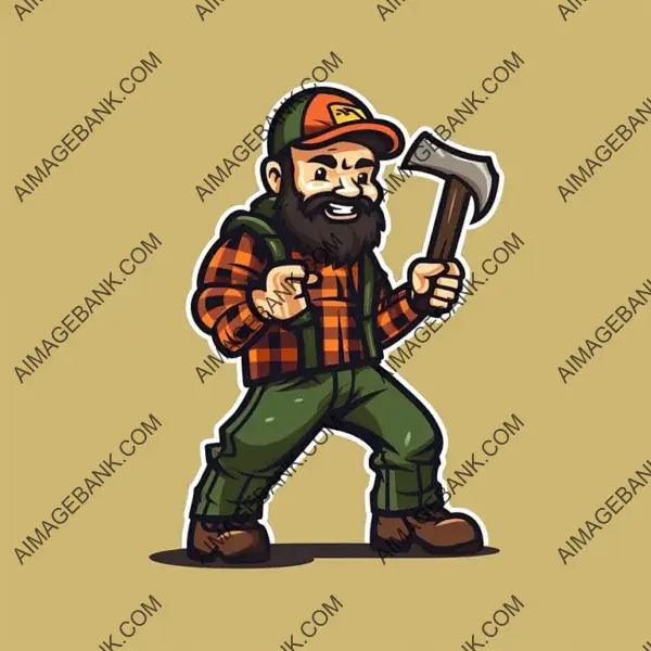 2D Vector Illustration of an Aggressive Lumberjack Mascot