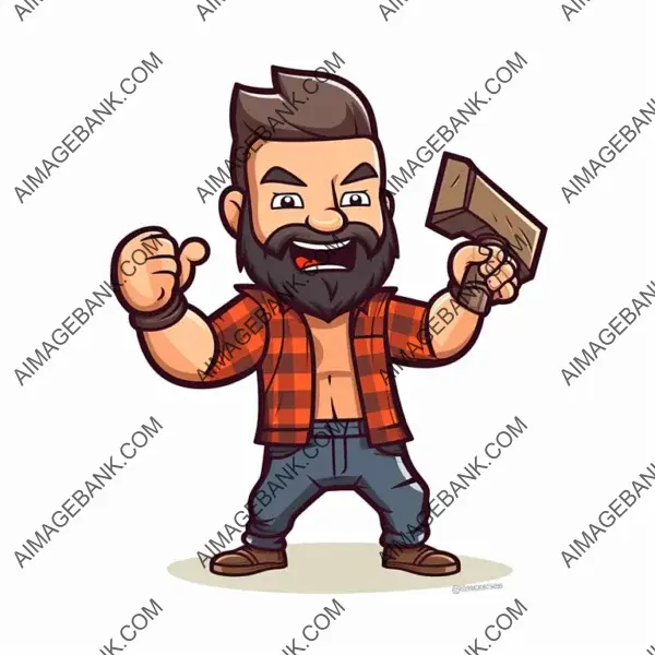 Aggressive Lumberjack Mascot in Vector Art (2D)