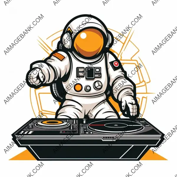 Astronaut DJ with Turntable and Sound System