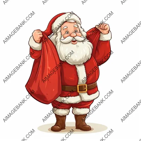 Adorable Santa Claus Holding a Big Bag for Kids