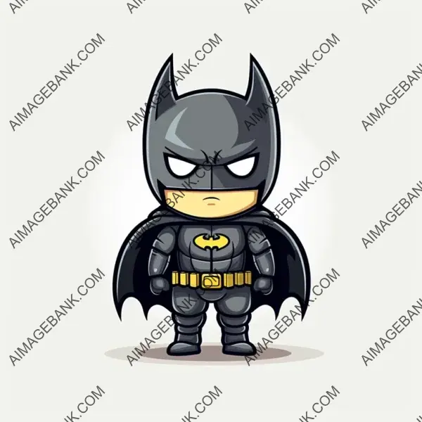 Chibi Batman Character Mascot in 2D Vector Illustration