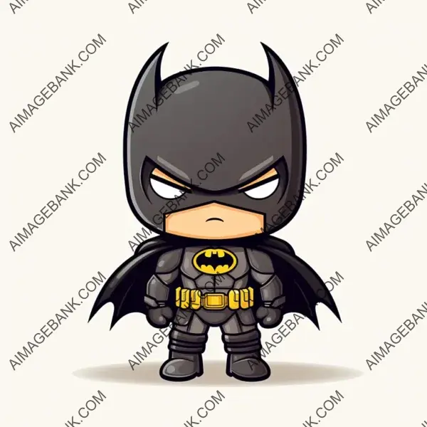 2D Vector Illustration of a Cute Chibi Batman Mascot