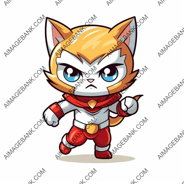 Warrior Superhero Chibi Cat Humanoid Character