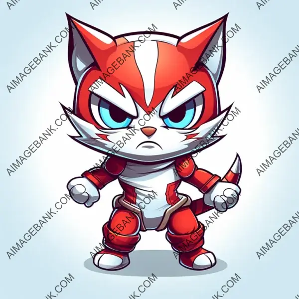 Chibi Cat Humanoid Superhero Warrior Character