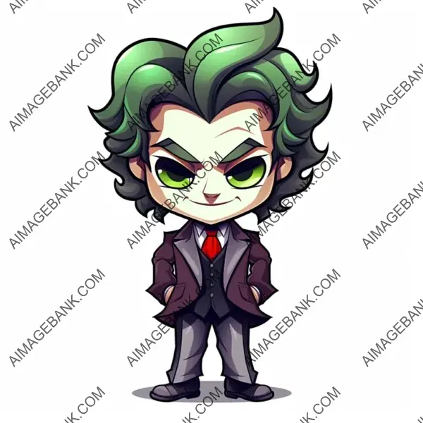 2D Vector Illustration of a Cute Chibi Joker Character