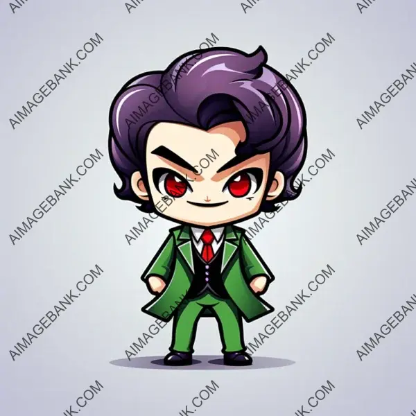Cute Chibi Joker Character Mascot in 2D Vector