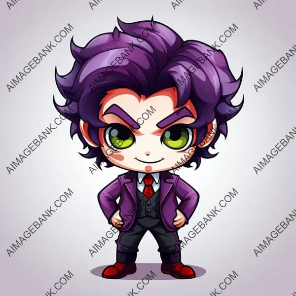 Charming Chibi Joker Character in 2D Vector