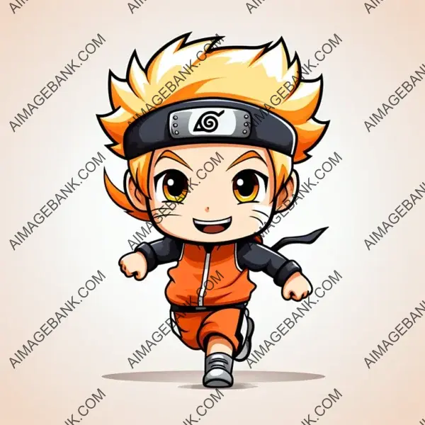 2D Vector Mascot of a Cute Chibi Naruto Character