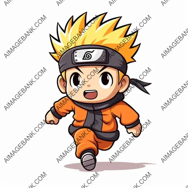 Cute Chibi Naruto Character Mascot in 2D Vector