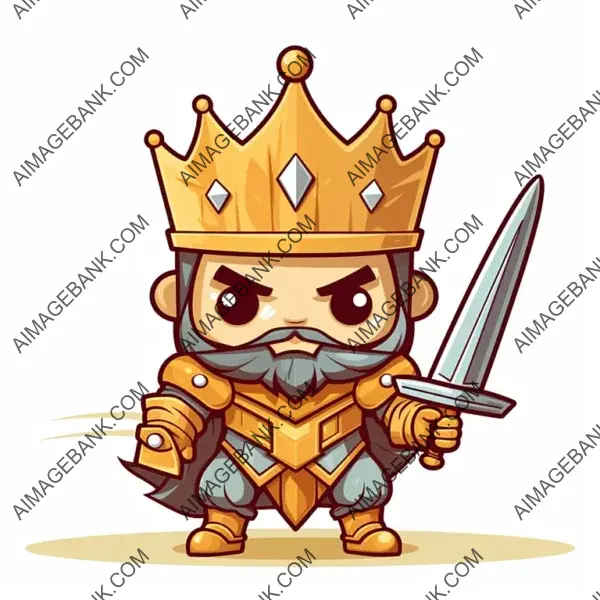 Charming Chibi King Fantasy Game Character in 2D Vector