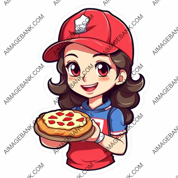 Cute Pizza Delivery Girl Mascot in 2D Vector