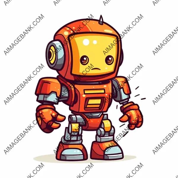 Red and Yellow Robot Futuristic Army Chibi Mascot