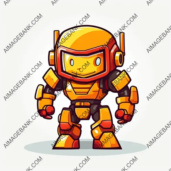 Chibi Robot Mascot in Futuristic Army Outfit