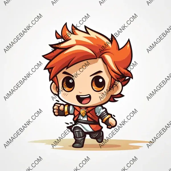 Warrior Chibi Mascot Holding Sword in 2D Vector Art