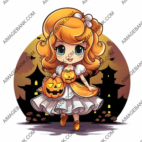 Isolated Cartoon Princess Daisy in Trick or Treat Costume