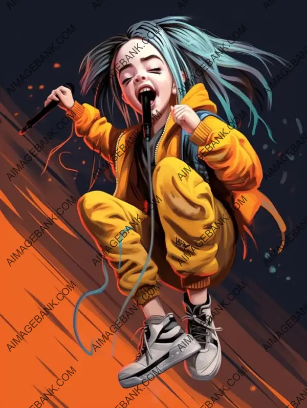 3D Caricature Style: Billie Eilish Performing