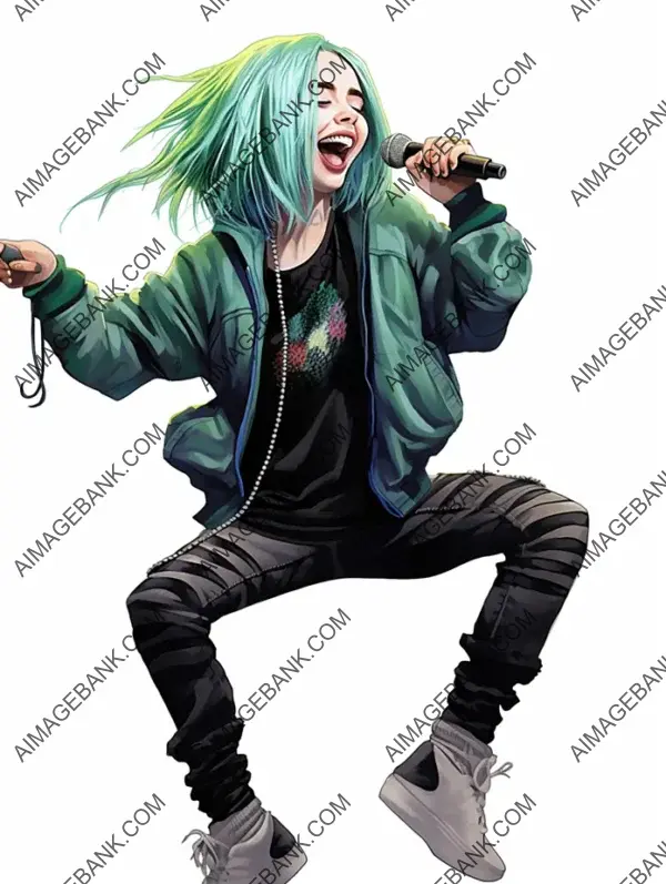 Billie Eilish Caricature: Jump and Sing