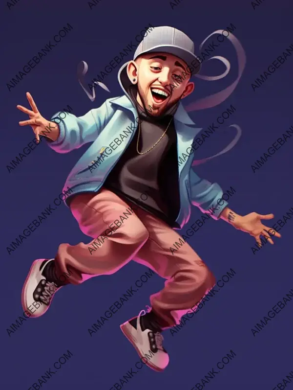 Mac Miller Caricature: Jump and Sing with Style