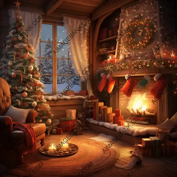 Warm and Cozy Christmas Room: Softly Lit Fantasy