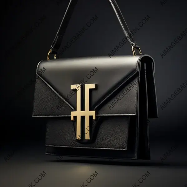 Black Suede Leather Handbag: Big Letter as Shape