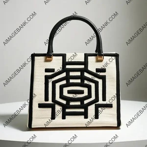 Geometric Square Embroidery: Rectangular Chic Handbag