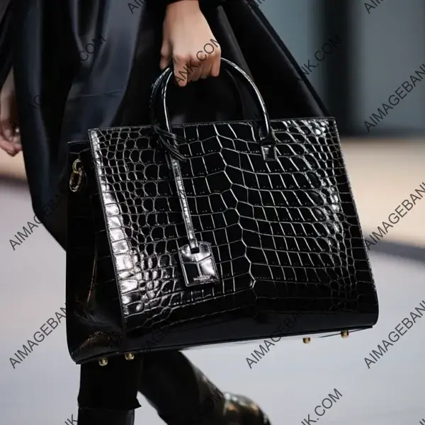 Embrace Luxury: Finest Black Crocodile Print Handbag