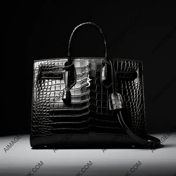 Make a Statement with the Luxurious Black Crocodile Print Handbag