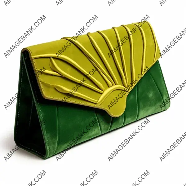 A Cheerful Touch: Green Suede Leather Clutch Handbag